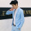 (Sky blue, 3XL) Men's formal single-button blazer business jacket 1