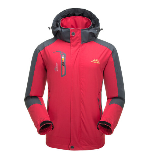 (Red, XL) Men's waterproof, windproof and warm jacket winter jacket