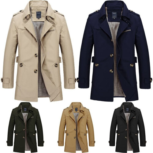 Men s winter mid length jacket coat cotton trench coat on OnBuy