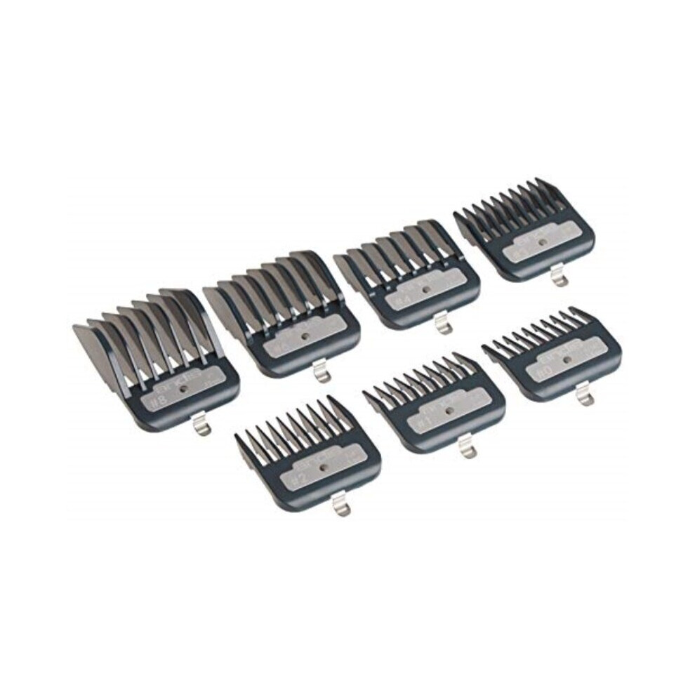 Andis Master Series Premium Metal Hair Clipper Attachment Comb 7 Piece Set, Blue, 1 Count (Pack of 7)