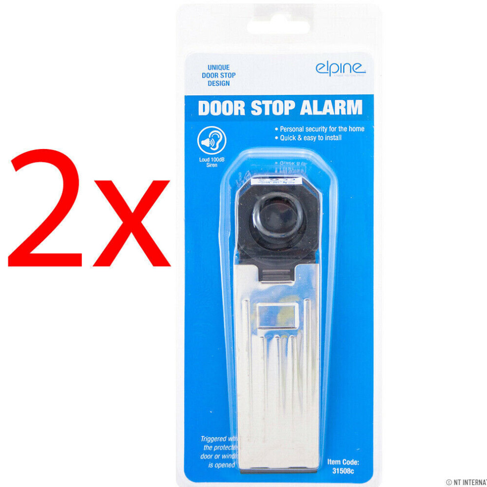 2PC DOOR STOP ALARM SET LOUD SIREN LIGHTWEIGHT PORTABLE HOME OFFICE