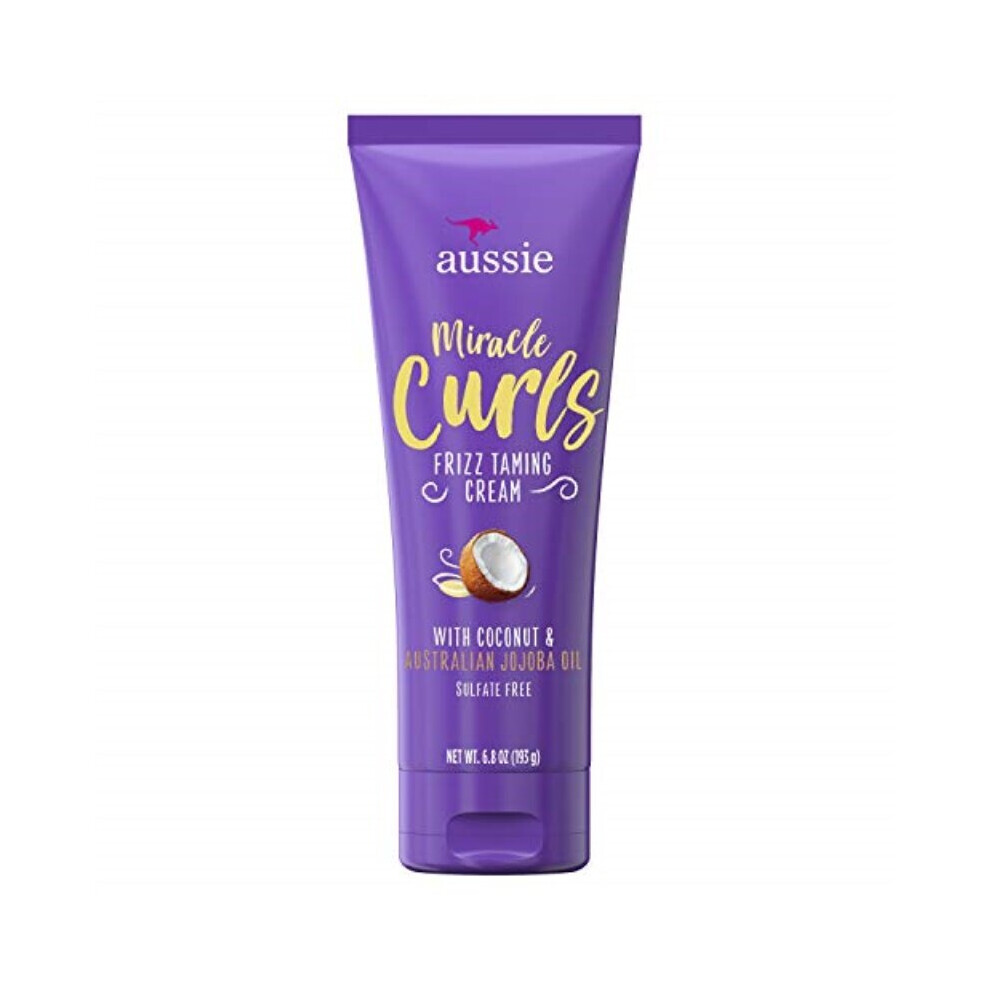 Aussie Miracle Curls Frizz Taming Curl Cream With Coconut & Jojoba Oil, 6.8 Fl oz, 5.079 Fl oz