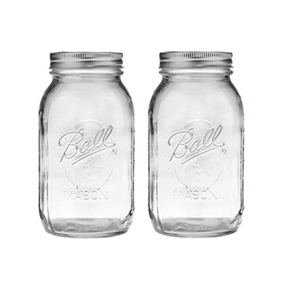 Bocal Mason Ball ? Ouverture R?Guli?Re De 32 Onces Avec Couvercles Et Bandes (2 Unit?S), Paquet De 2, Transparent-image