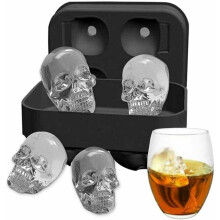 3D Skull Ice Cube Tray Mould Makes Four Vivid Skulls Silicone Ice Cube Maker