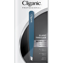 Cliganic Professional Slant Tweezers - Precision Tweezers for Eyebrows | Hair Tweezer for Men & Women, Stainless Steel | Cliganic 90 Days Warranty