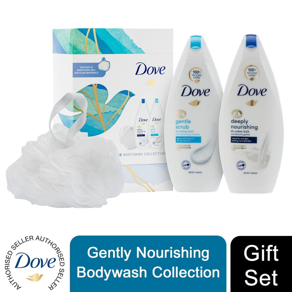 Dove Gently Nourishing Body Wash Collection 2pcs+ ShowerPuff Gift