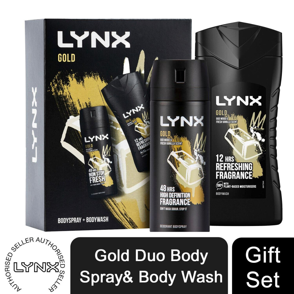 Lynx Gold Duo Gift Set For Him, Body Spray 150ml & Body Wash 225ml