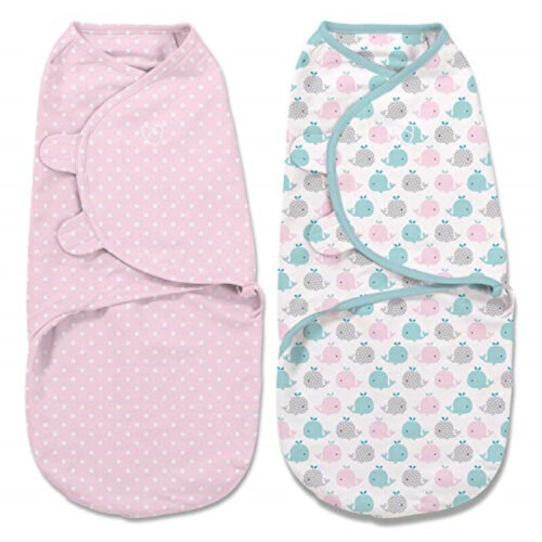 SwaddleMe Original Swaddle - Μικρό μέγεθος, 0-3 μηνών, 2-Συσκευασία (Ροζ Πολκά Δελφίνι)