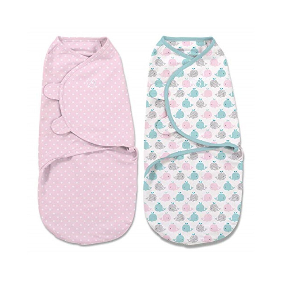 Swaddleme Original Swaddle - Size Small/Medium, 0-3 Months, 2-Pack (Pink Polka Whale)