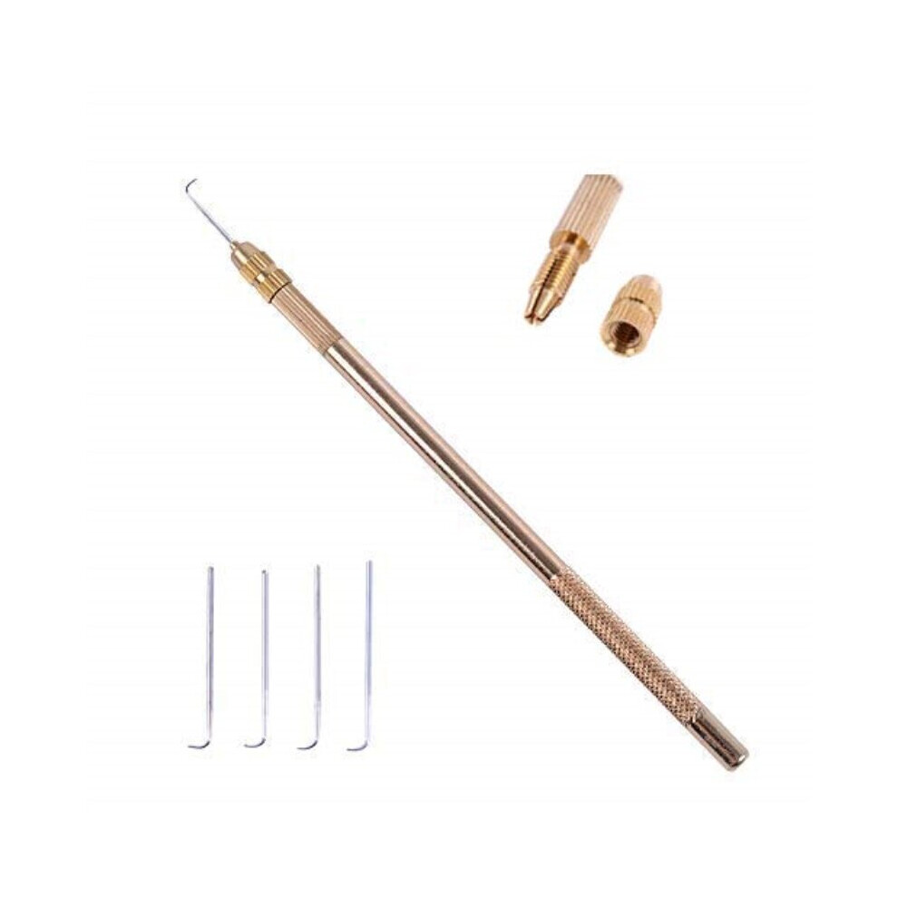 Yantaisiyu 4 Pcs Ventilating Needles +1 Brass Holder For Lace Wig Needle