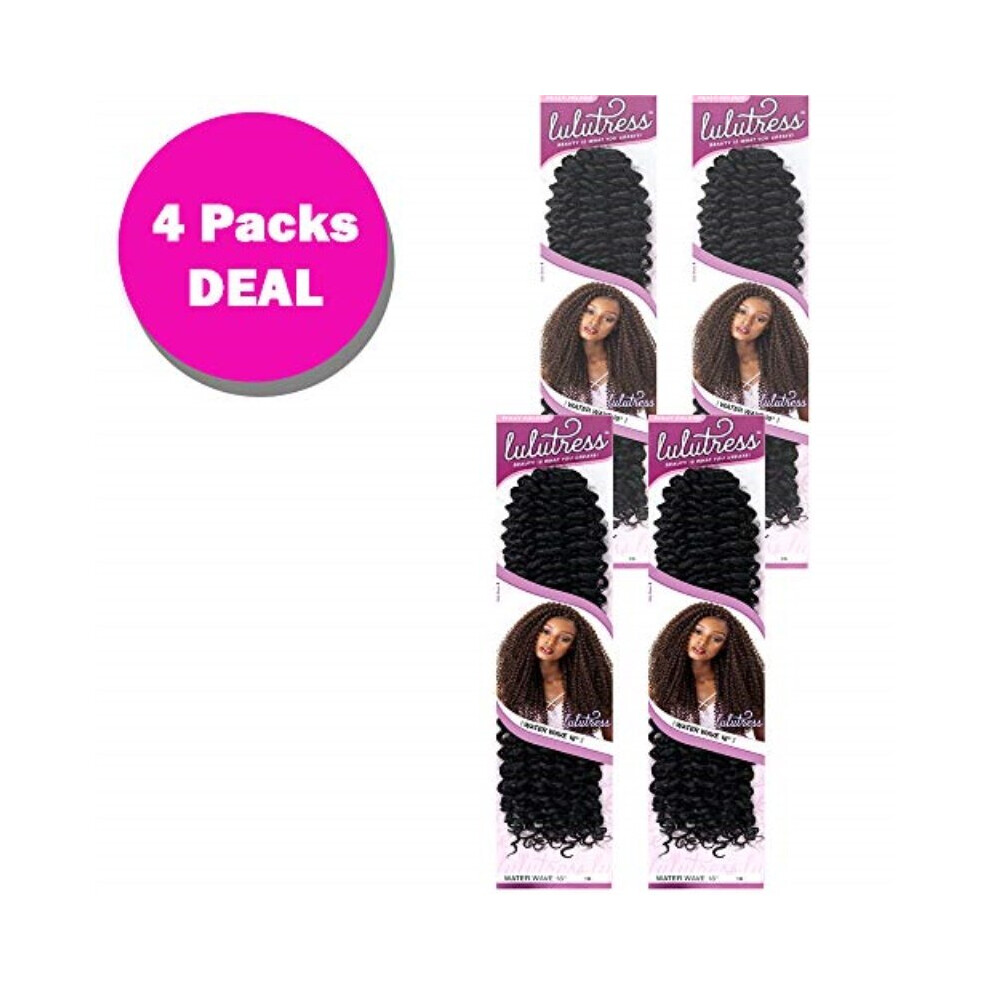 Sensationnel Lulutress Crochet Braid Water Wave 18 (4-Pack) (#1B Off Black)