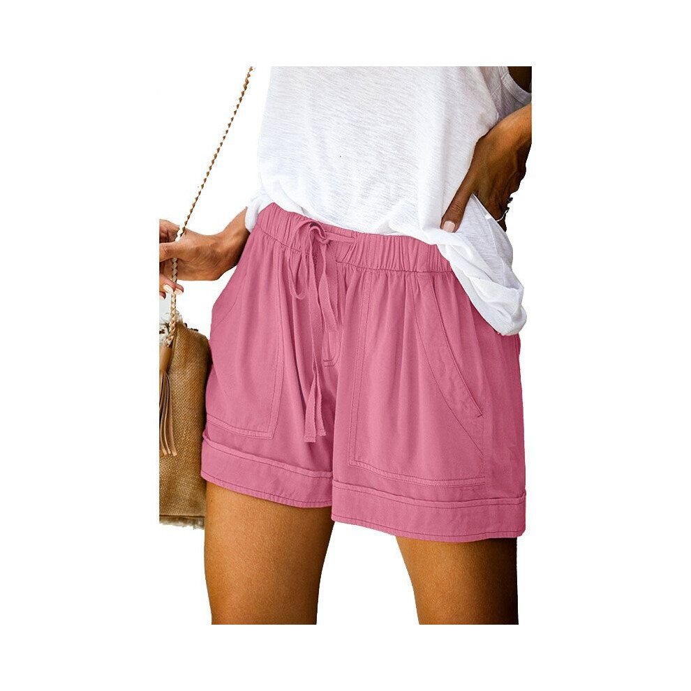 (Pink, 3XL) Women's loose shorts casual pants running fitness pants