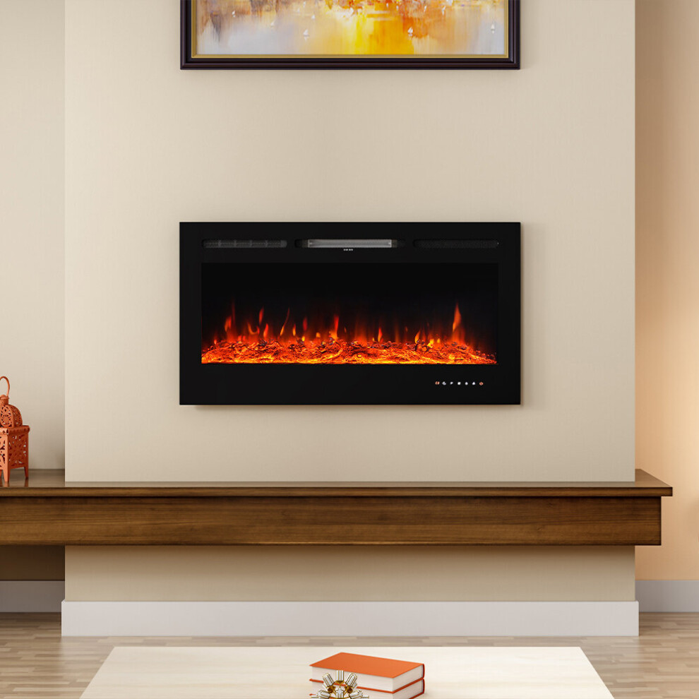 (40 Inch) in-Wall Recessed Mount Electric Fireplace Insert LED Flame Fire Heater