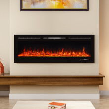 (60 Inch) Recessed Electric Fireplace Insert LED Flame Fire