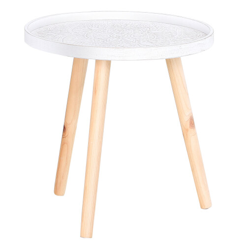 Homcom HOMCOM Round Coffee Table W/ Solid Wood Legs Sofa End Side Coffee
