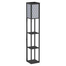 HOMCOM Modern Floor Lamp Light w/ 4-tier Storage Shelves Fabric Lampshade Black