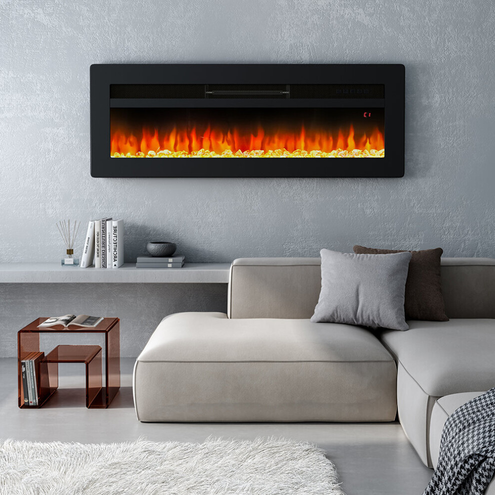 (Black 40inch) Living And Home LED Electric Wall Fireplace | 9 Flame Colours with Freestanding Leg