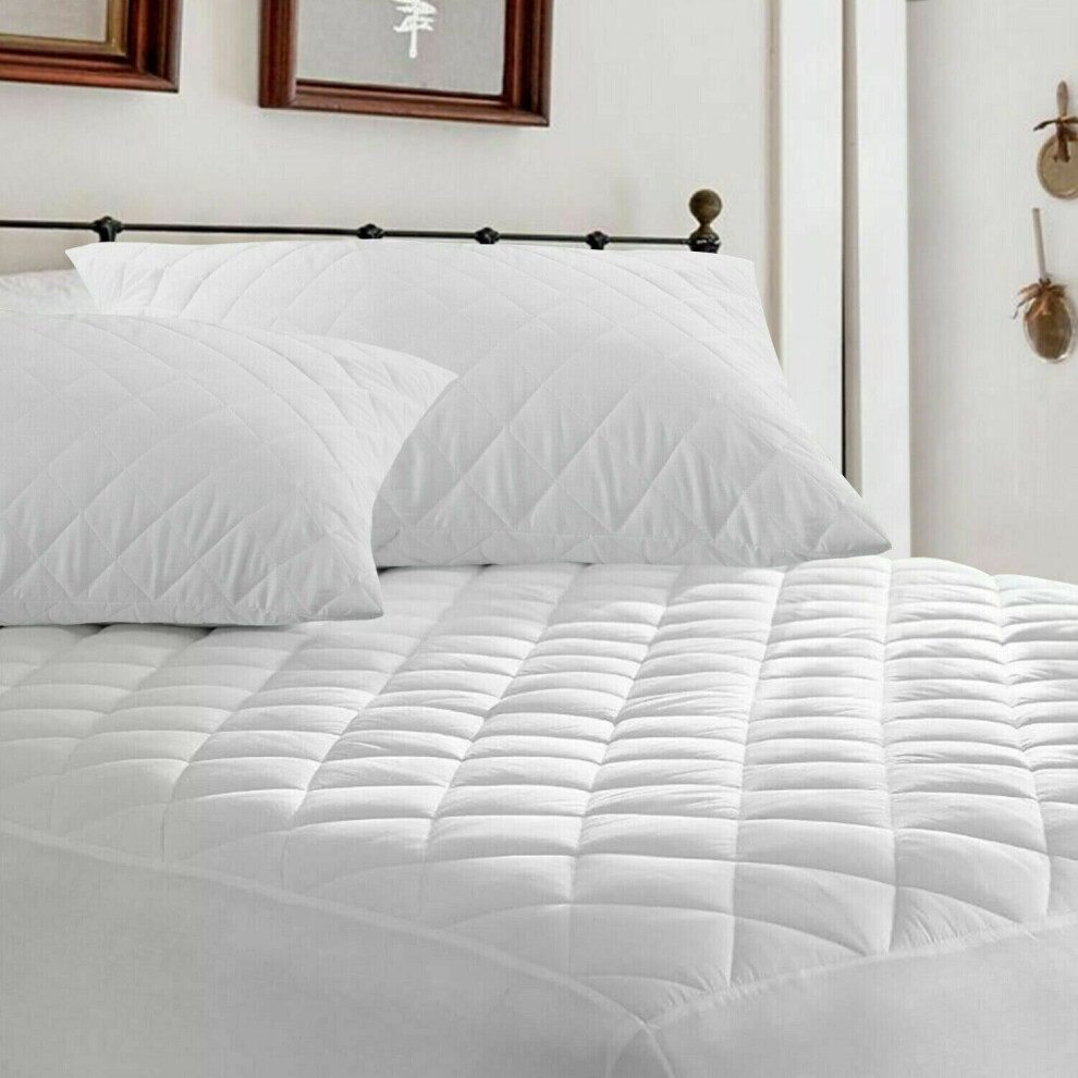 (Quilted-Super King) Quilted Mattress Protector Extra Deep Single Double King Sizes