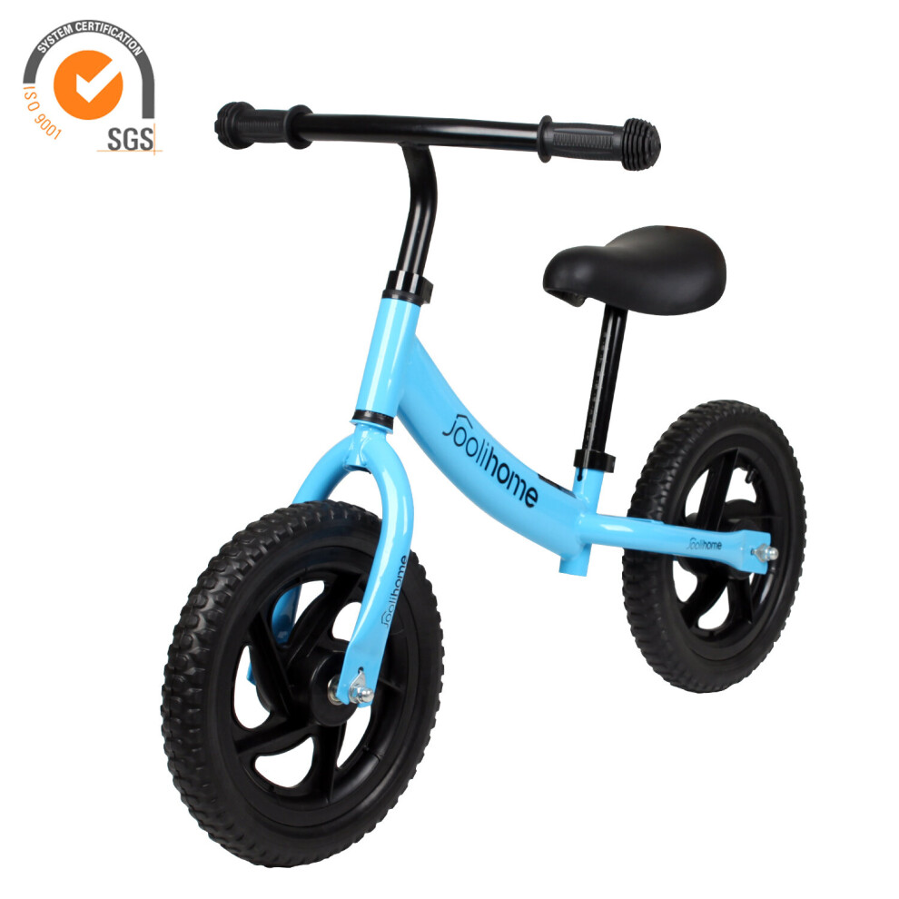 12" Balance Bike Carbon Steel Frame No Pedal Walking Balance Bike Training Bicycle for Kids and Toddlers 2- to 6 Years Old Bike Blue