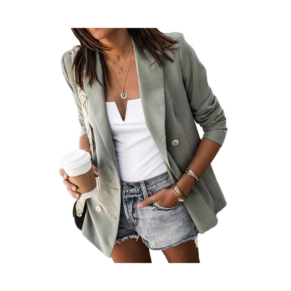 (Light Green, S) Women's Coat  Casual Blazer Long Sleeve Jacket Ladies Office OL Outwear Cardigan