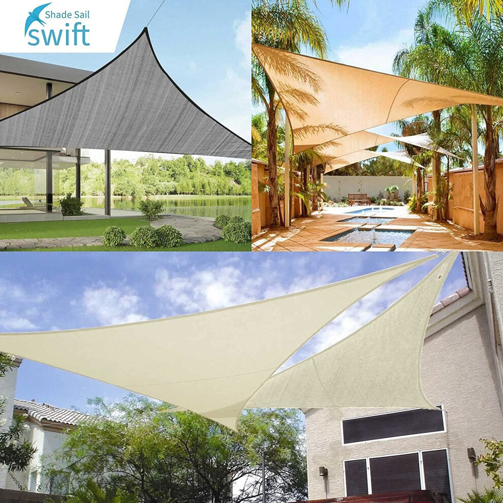 (swift Waterproof Sun Shade Sail 4x4x4m for Garden Outdoor, Cream) Triangle