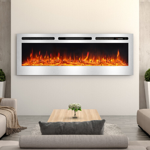 Living And Home (60 Inch) LED Electric Wall Mounted Fireplace 12 Flames