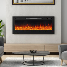 (50 Inch) Electric Fireplace Wall Mounted Inset Into Fire Heater LED 12 Flames with Remote