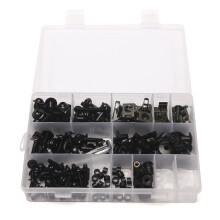 (Black) Universal Motorcycle Sportbike Windscreen Fairing Bolts Kit for Fastener Clip Screws