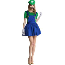 Femmes adultes — Luigi vert, taille S — Déguisement Luigi (Super Mario Bros) — Ensemble de costumes cosplay pour fête