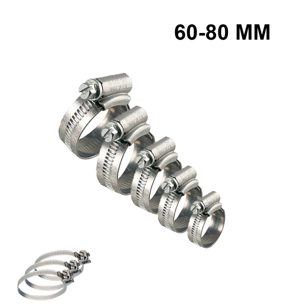 Stainless Steel Hose Clips Pipe Clamps Jubile W4 Bolt Fuel 60 80mm 1