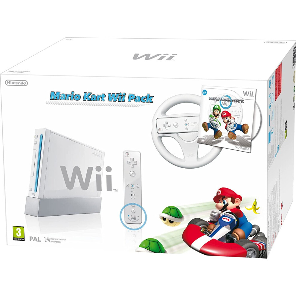 Nintendo Wii Console (White) with Mario Kart