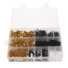 (Gold) Universal Motorcycle Sportbike Windscreen Fairing Bolts Kit for Fastener Clip Screws