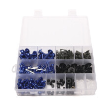 (Blue) Universal Motorcycle Sportbike Windscreen Fairing Bolts Kit for Fastener Clip Screws