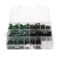 (Green) Universal Motorcycle Sportbike Windscreen Fairing Bolts Kit for Fastener Clip Screws