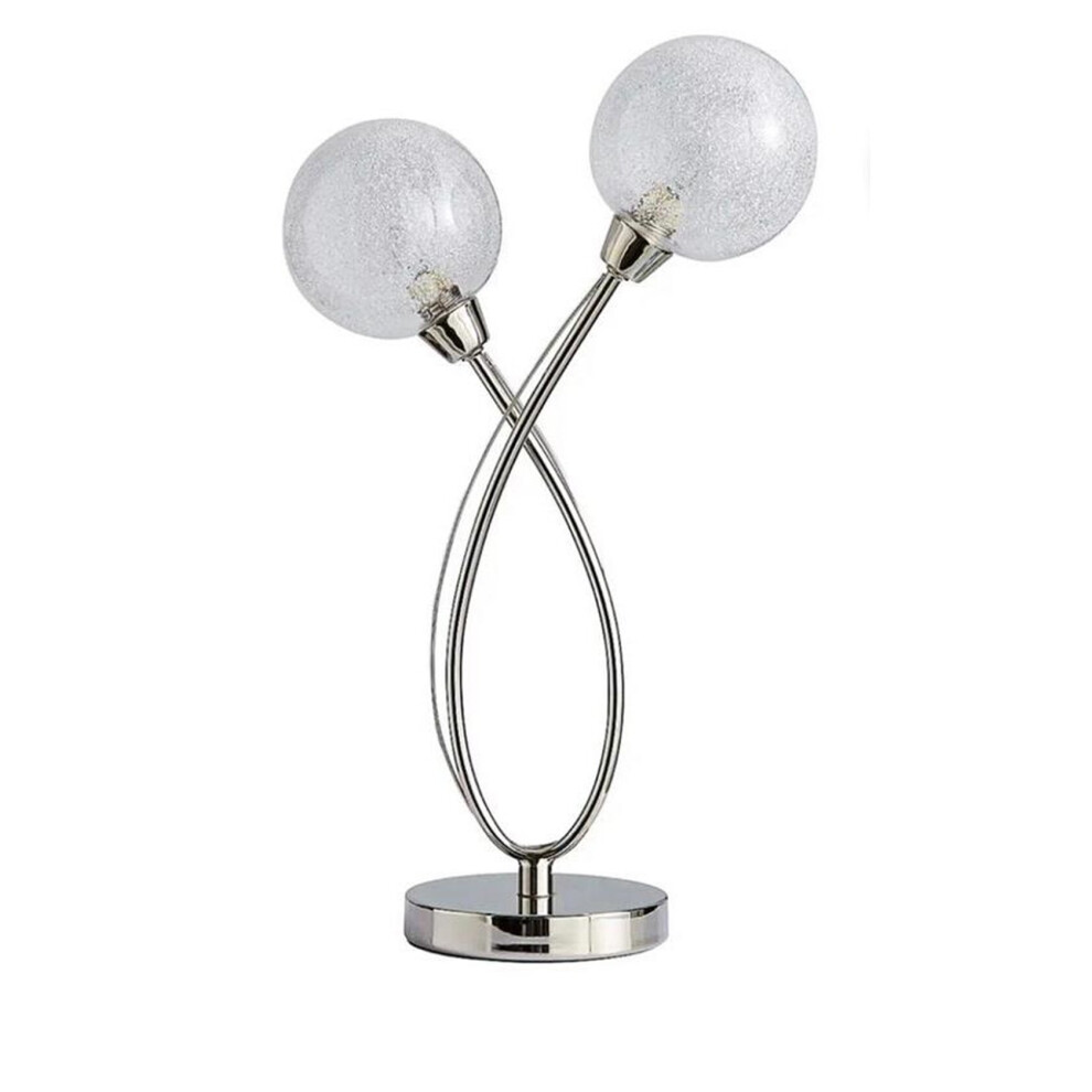 New Rimi 2 Light Crackle Ball Table Lamp Home Office Light with Dimmer