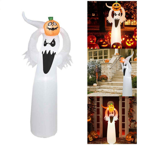 180Cm/5.9FT Halloween Inflatable Model Halloween Inflatable Luminous Ghost Lifting Pumpkin Garden Decoration