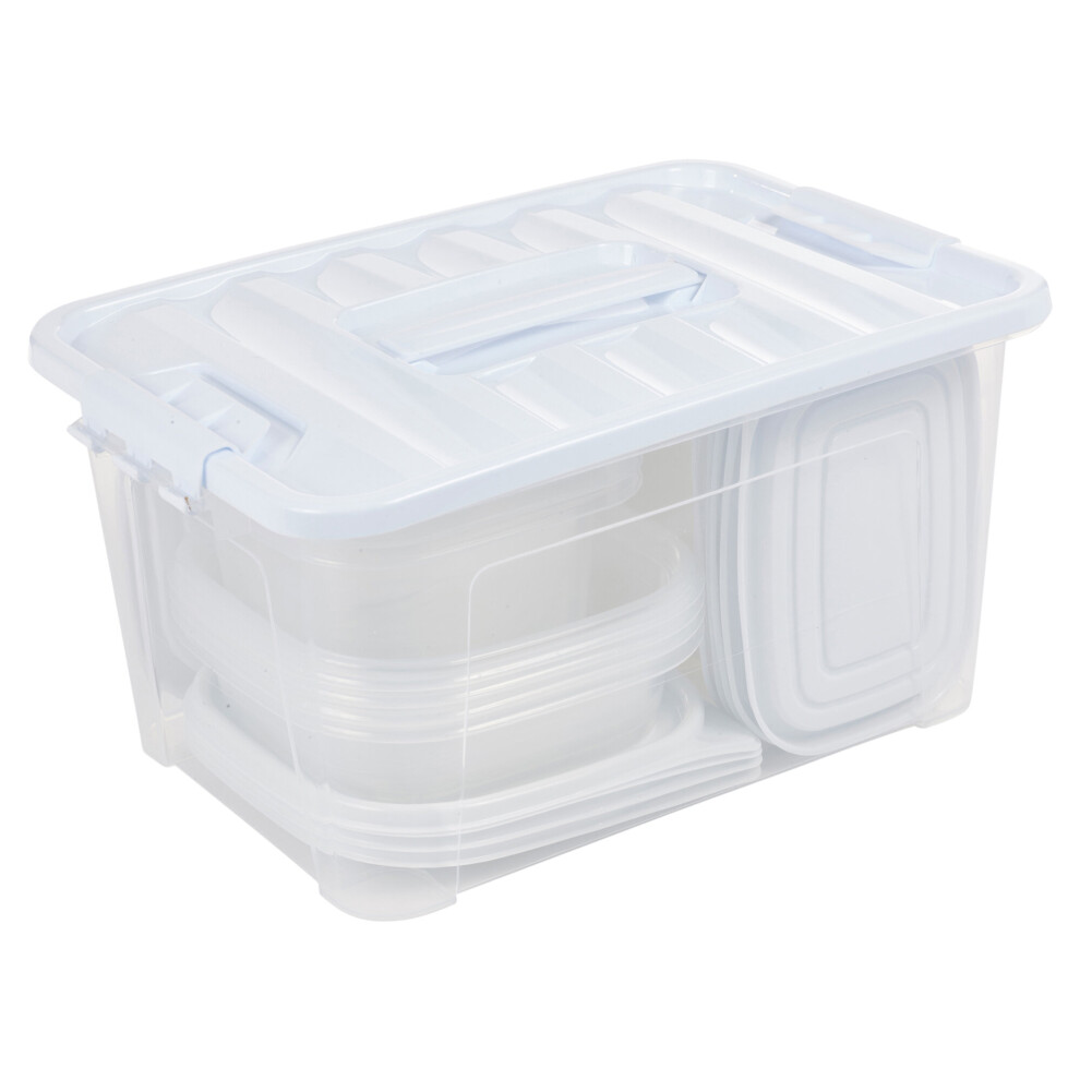 (White) 27Pcs Clear Food Storage Containers with Lids