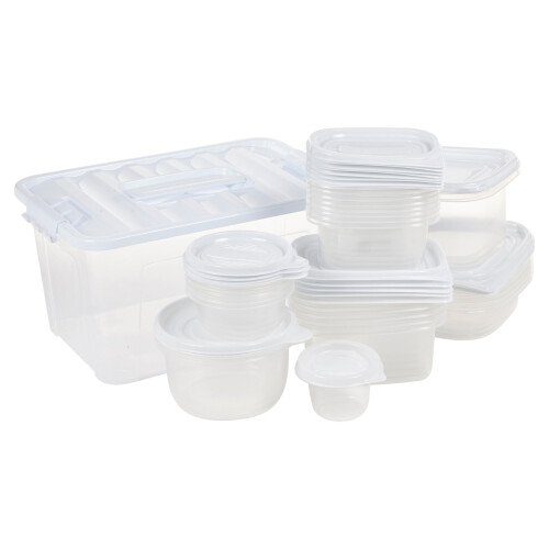 URBN-CHEF (White) 27Pcs Clear Food Storage Containers with Lids 1