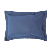 (Standard - 48 x 74 cm, Navy Blue) Luxury Soft Linen Oxford Pillowcase Plain Textured