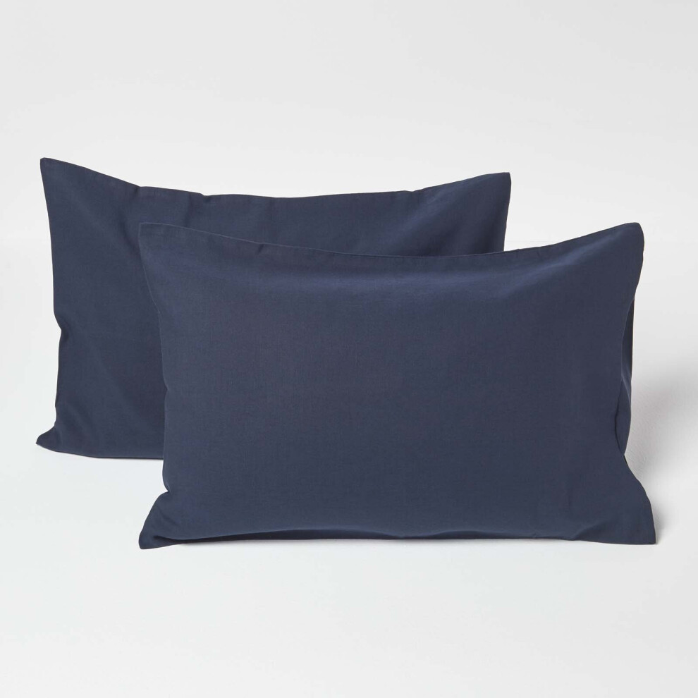 (Navy) Linen Kids Pillowcases 60 x 40 cm, Pack of 2
