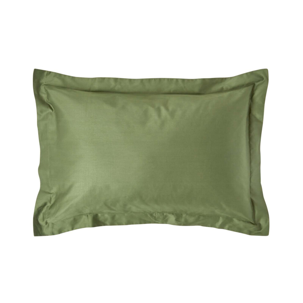 (Standard - 48 x 74 cm, Moss Green) Organic Cotton Oxford Pillowcase 400TC Equivalent 600 Thread Count