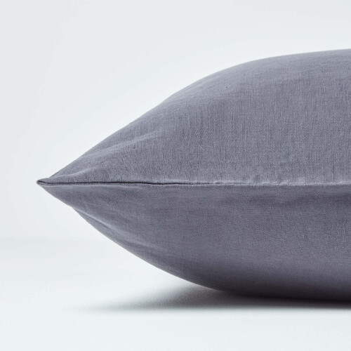 Homescapes (Dark Grey) Luxury Soft Linen V Shaped Pillowcase Plain Textured 1