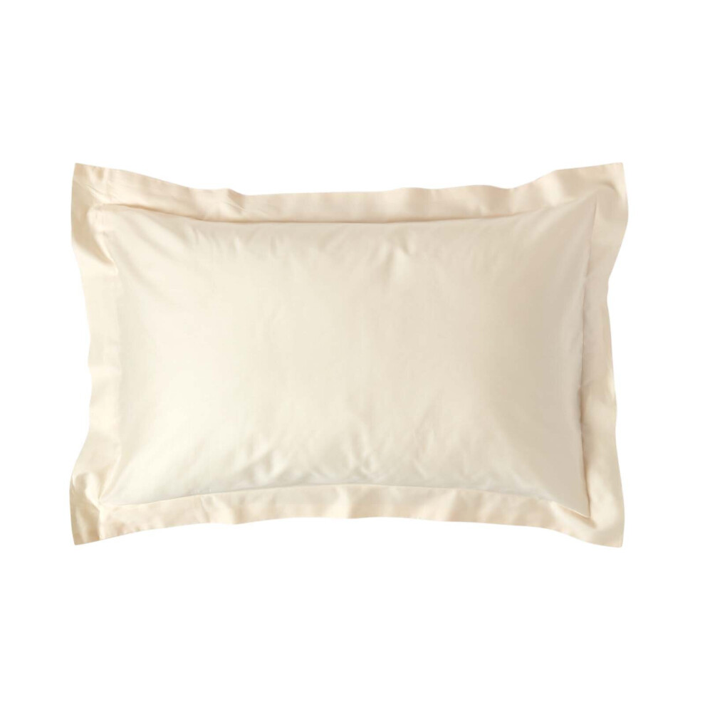 (Standard - 48 x 74 cm, Cream) Organic Cotton Oxford Pillowcase 400TC Equivalent 600 Thread Count