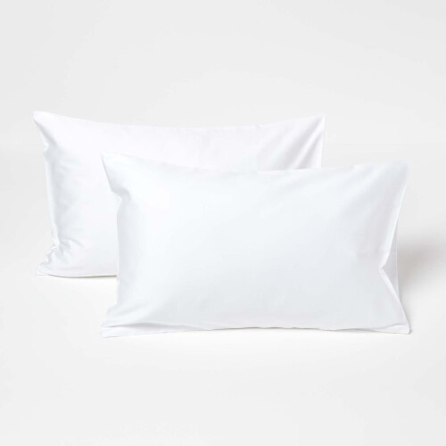 Homescapes (White) Organic Cotton Kids Pillowcases 40 x 60 cm 400 Thread Count, 2 Pack