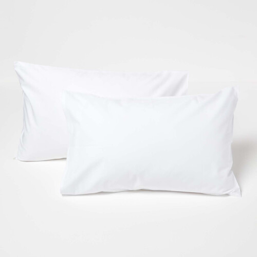 Homescapes (White) Cotton Kids Pillowcases 40 x 60 cm 200 Thread Count, 2 Pack