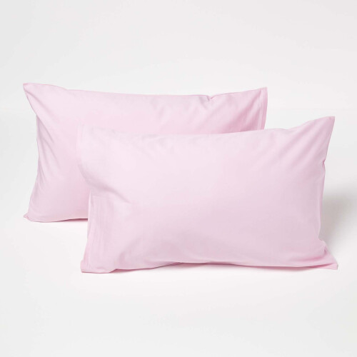 Homescapes (Pink) Cotton Kids Pillowcases 40 x 60 cm 200 Thread Count, 2 Pack