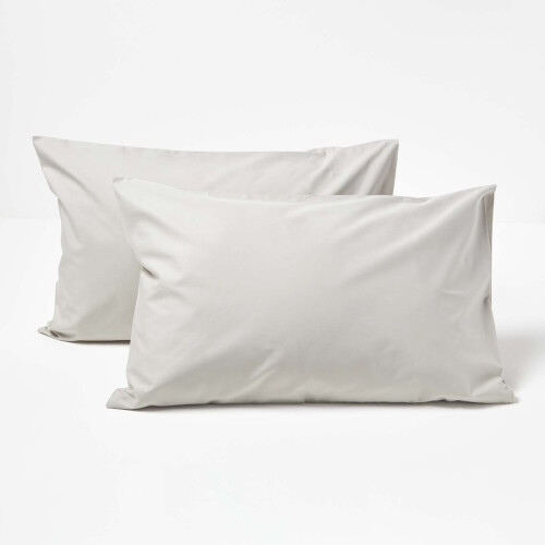 Homescapes (Grey) Cotton Kids Pillowcases 40 x 60 cm 200 Thread Count, 2 Pack
