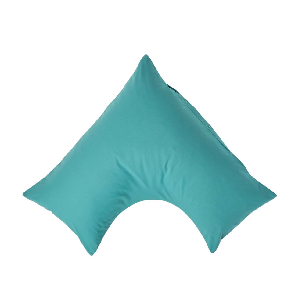 Homescapes (Teal) Egyptian Cotton V Shaped Pillowcase 200 Thread Count Blue