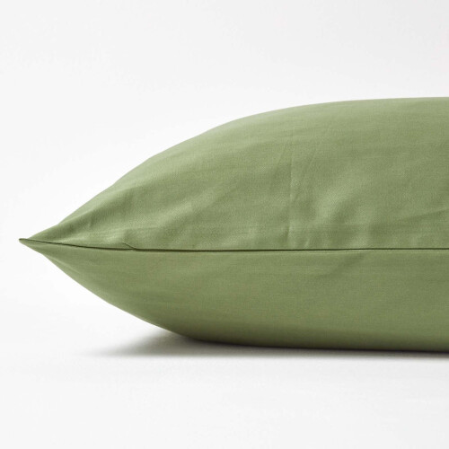 Homescapes (Square - 60 x 60 cm, Moss Green) Organic Cotton Pillowcase 400TC Equivalent 600 Thread Count 1