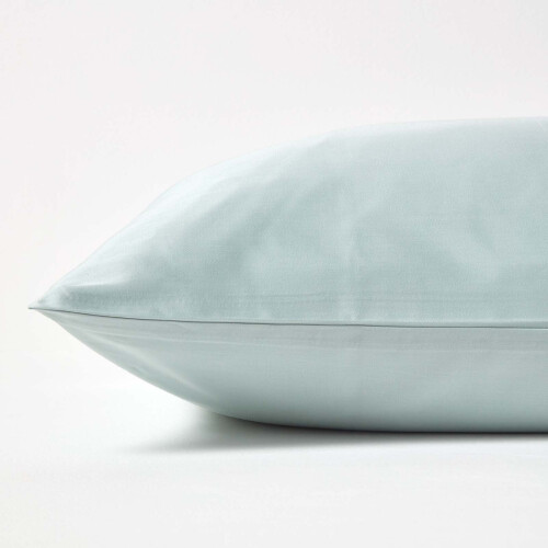 Homescapes (Square - 60 x 60 cm, Duck Egg Blue) Organic Cotton Pillowcase 400TC Equivalent 600 Thread Count 1